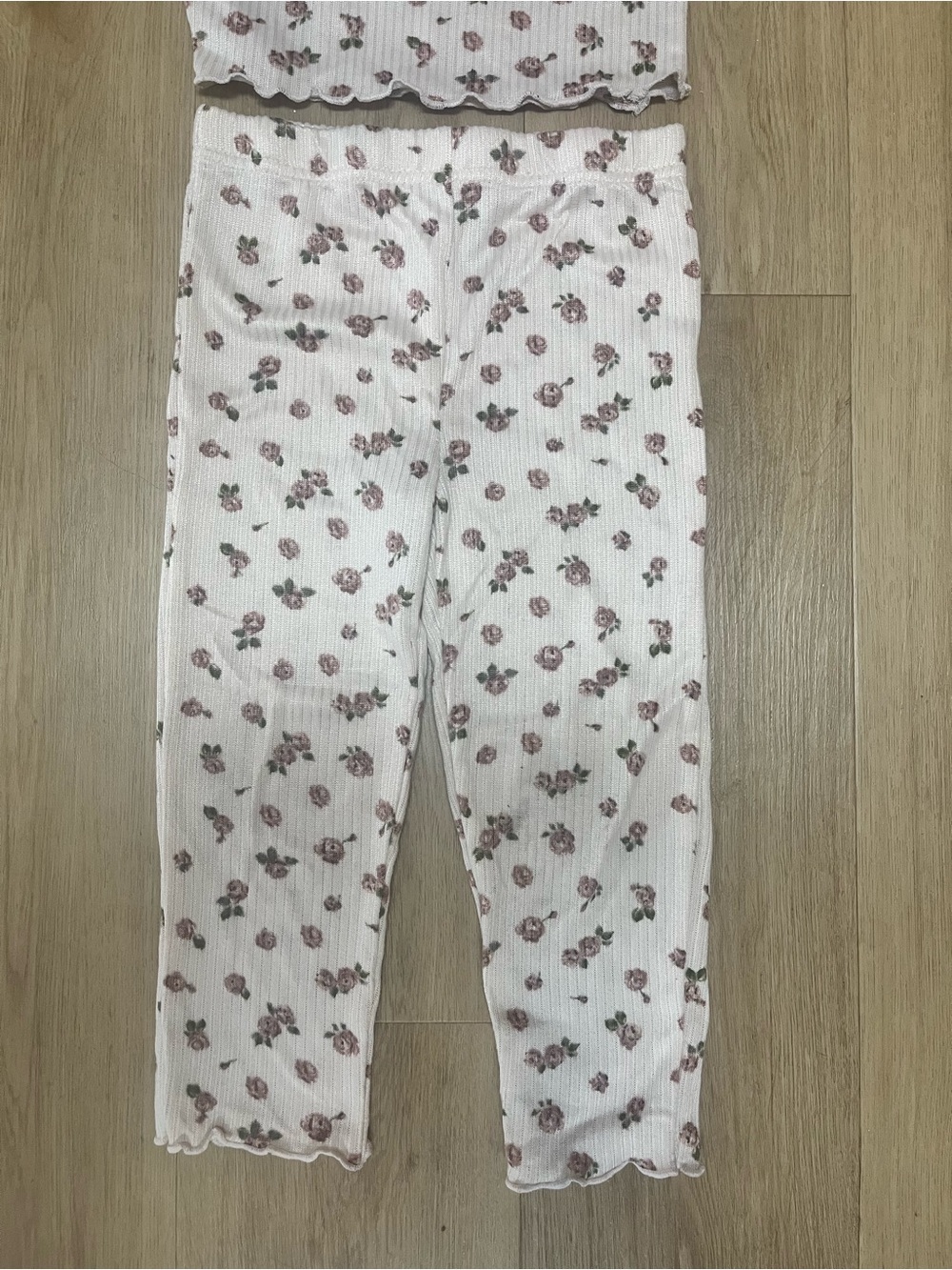 Kids White Floral Ribbed Set - Picture 2 of 6